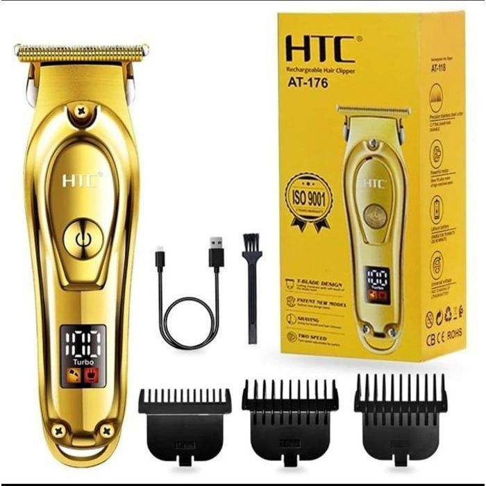 HTC - Tondeuse à cheveux à lame dorée At-176 - Ecran Led