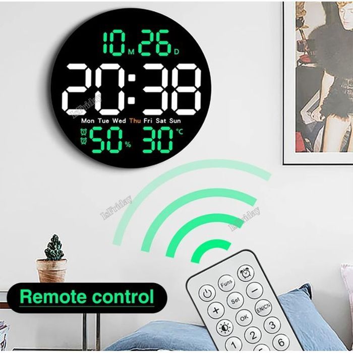 horloge digitale date alarm day temperature month thom Mouvement 23 cm/hauteur