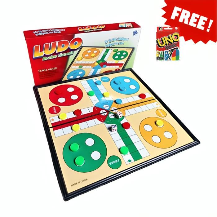 Jeu de société de voyage pliable magnétique Ludo + Jeu de Carte Uno Gratuit