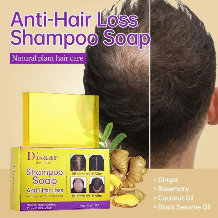 Shampooing solide - Disaar - Gingembre bio - Anti-chute - Répare les cheveux abîmés - 60 ml