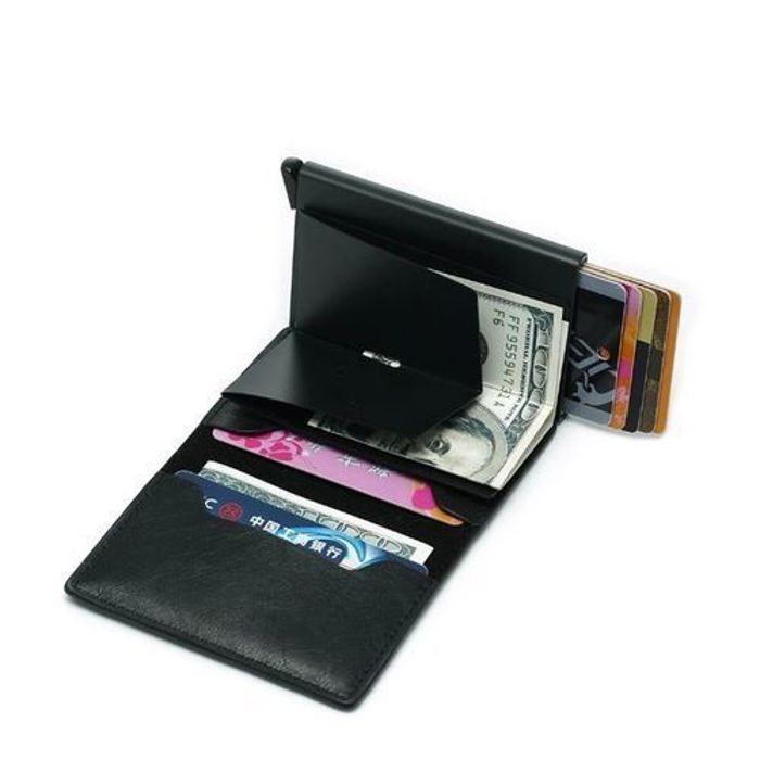 Porte-cartes de crédit Slim Portefeuille Anti détournement de données Rfid Noir