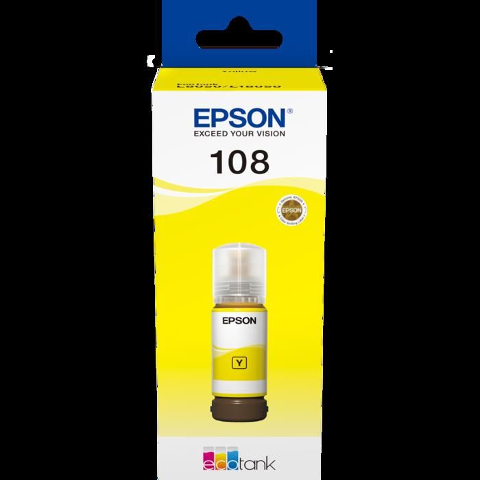 Bouteille d'encre EcoTank 108 Jaune d'origine (C13T09C44A)