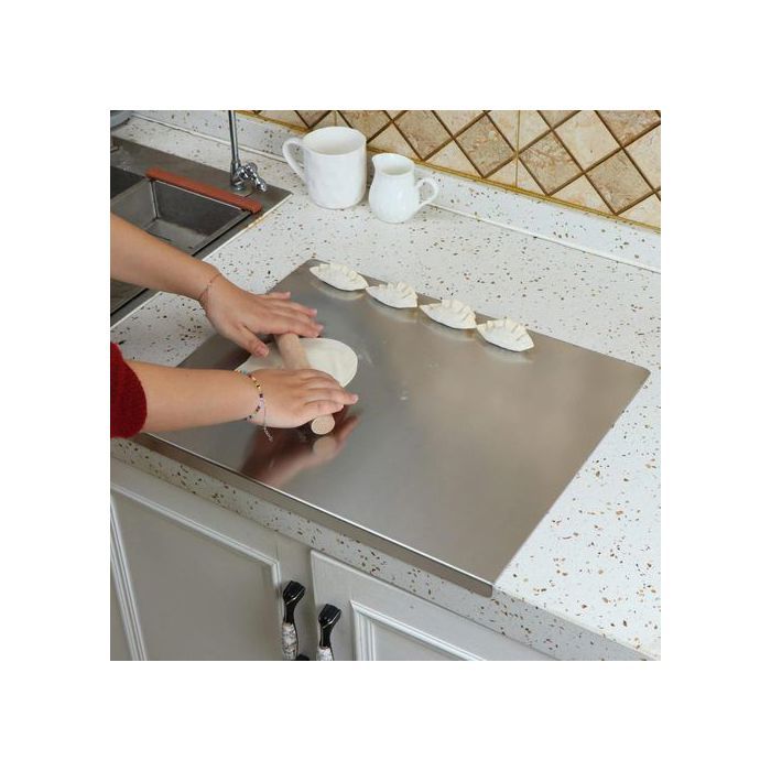 Planche à découper inox double face avec rebord en L – Acier Inoxydable Alimentaire