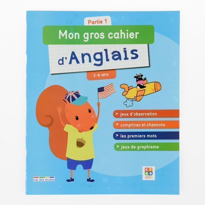 Cahier d'anglais - Rue des ecoles - Série 1 - Activités ludiques - Pour enfants dès 3 ans - Coloré