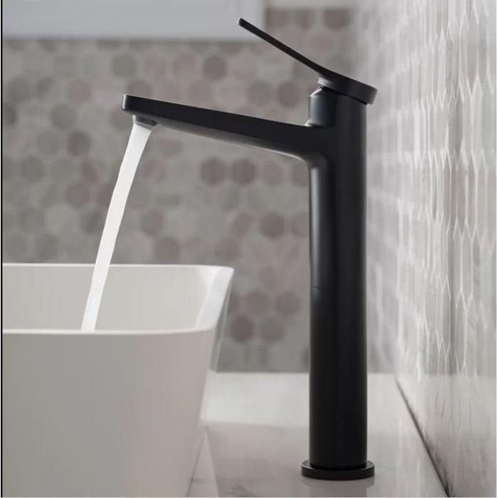 Robinet Mitigeur de lavabo, avec tirette et vidage, noir mat pro