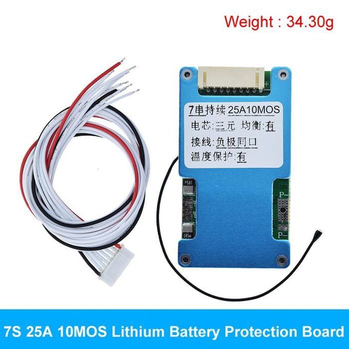 Carte de protection de chargeur de batterie au lithium ternaire, BMS 7S 29.4V 25A