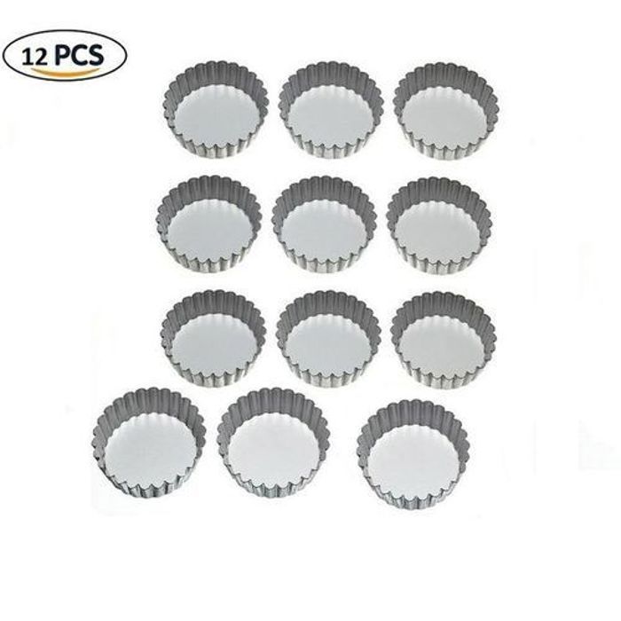 Lot De 12 Mini Moules A Tartes Amovibles   10 Cm