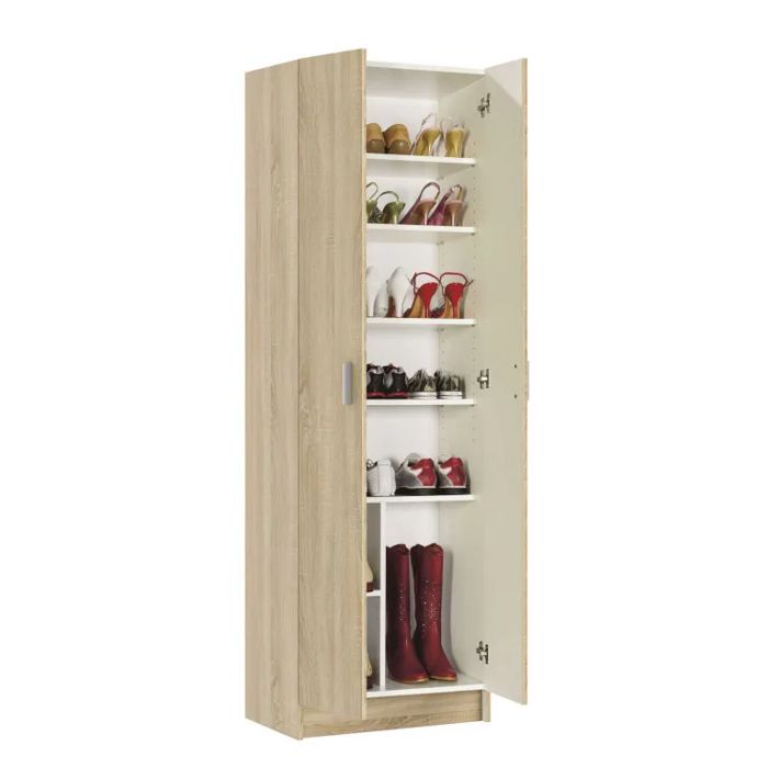 Multiusos Armoire ménagère 2 portes 7 étagères (Chêne)