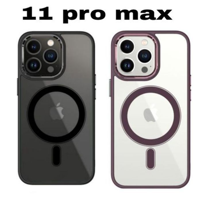 2 Pochette Iphone 11 Pro Max Silicone Transparente Super Magsafe Marron Et Noir