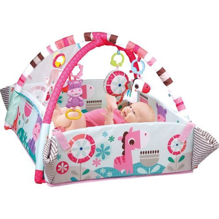 Tapis d'Éveil Bébé avec 30 Balles Colorées et 4 Hochets Détachables