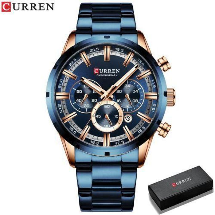 Curren Montre en acier pour homme Quartz de sport -BLUE-497