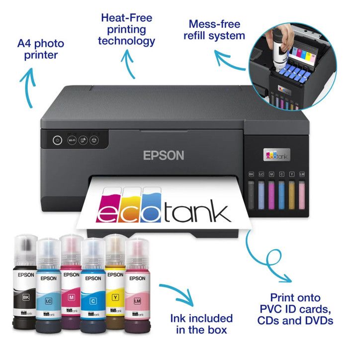Imprimante Photo EcoTank L8050 IMPRESSION SUR CARTE PVC (C11CK37403)
