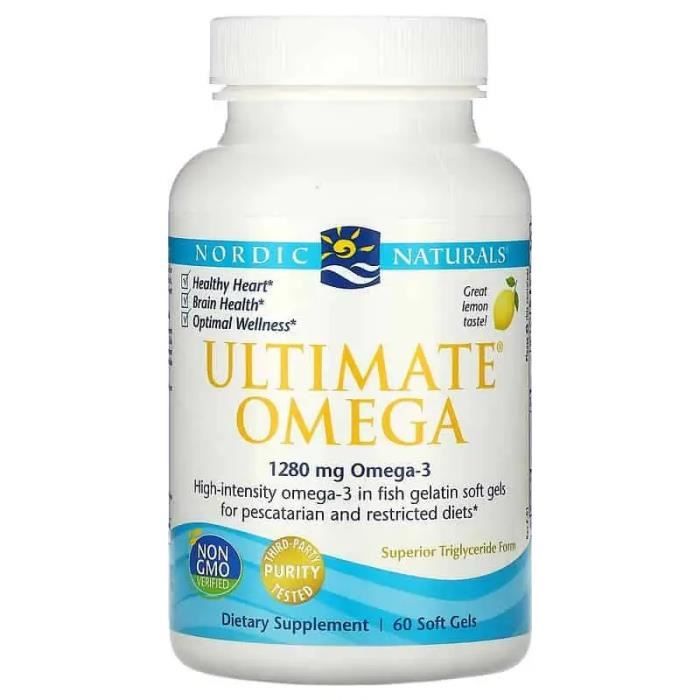 Nordic Naturals Ultimate Omega-3 1280mg 60 capsules de gélatine de poisson Citron