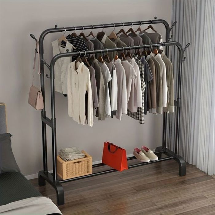 Porte-vêtements - GENERIC - Double pôle - Métal - 2 étagères - Style contemporain