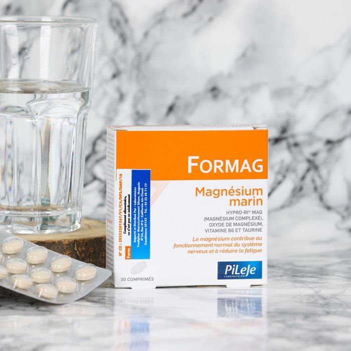 PiLeje Formag Magnésium marin 30 comprimés renforce l'apport en magnésium, un minéral essentiel pour l'organisme.