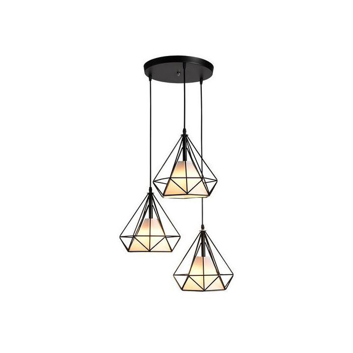 Lustre Suspension Industrielle 3 en 1 Lampe de Plafond Abat-Jour + 3 ampoule 12w led jaune offerte