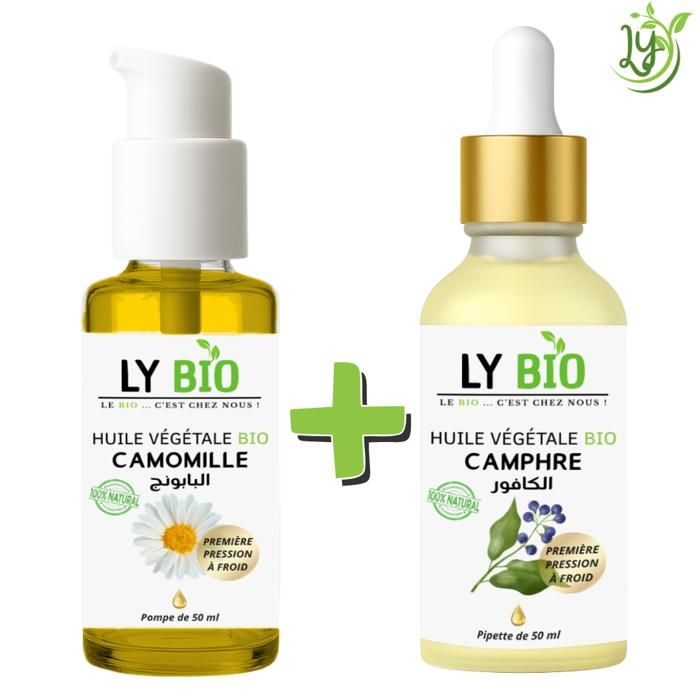 Huile Végétale - LYBIO - Pack Camomille et Camphrée - 50ml - Apaisant - Hydratant
