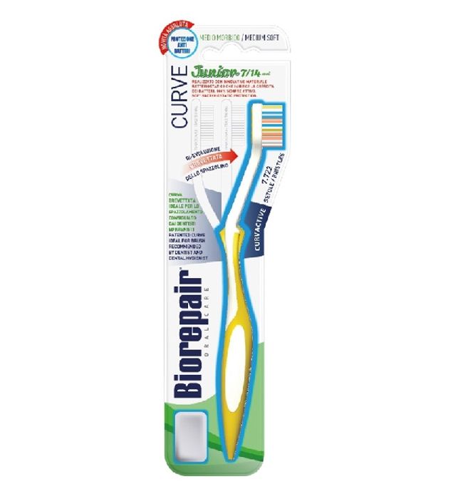 Brosse à dents - BIOREPAIR - Junior 6-12 Ans - Medium - Courbure brevetée - Méthode de brossage Bass