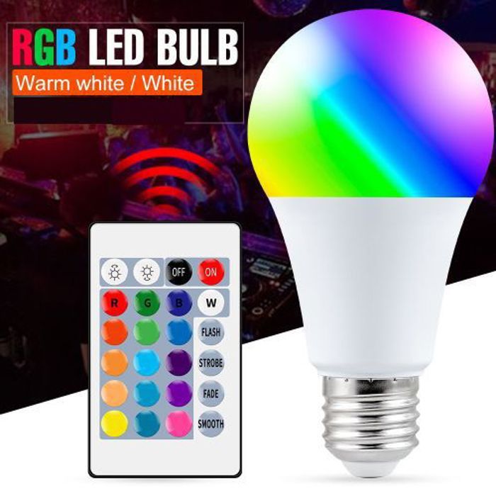 LED ampoule RGBW colorée modifiable avec télécommande multicouleurs