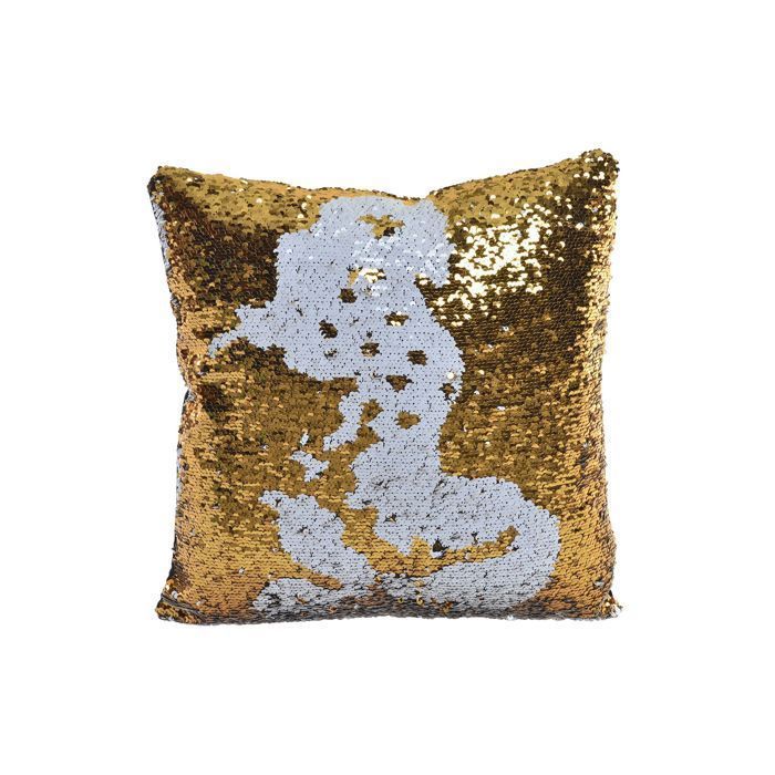 Coussin - Gemmes - Polyester - 40x40 cm - Doré et Argenté - Épaisseur 0,45 cm