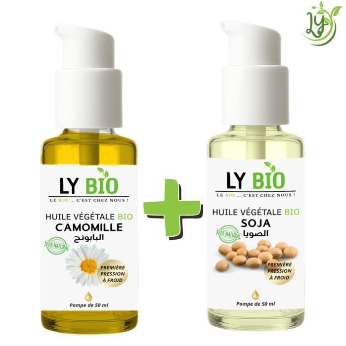Pack Huile Camomille & Soja - LYBIO - 50ml - Apaisant - Hydratant - Brillance