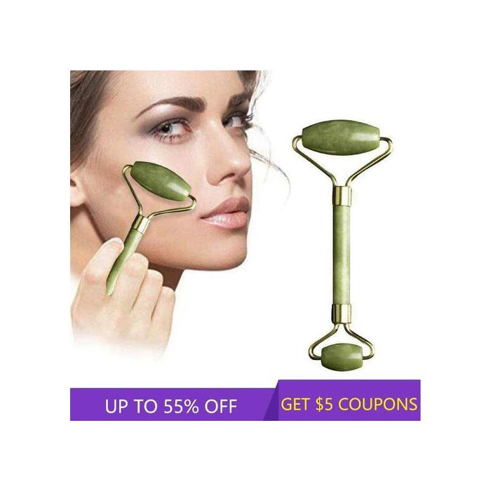 Rouleau de massage Facial en pierre de Jade, pierre de cristal, serpentin naturel, pour Lifting du visage