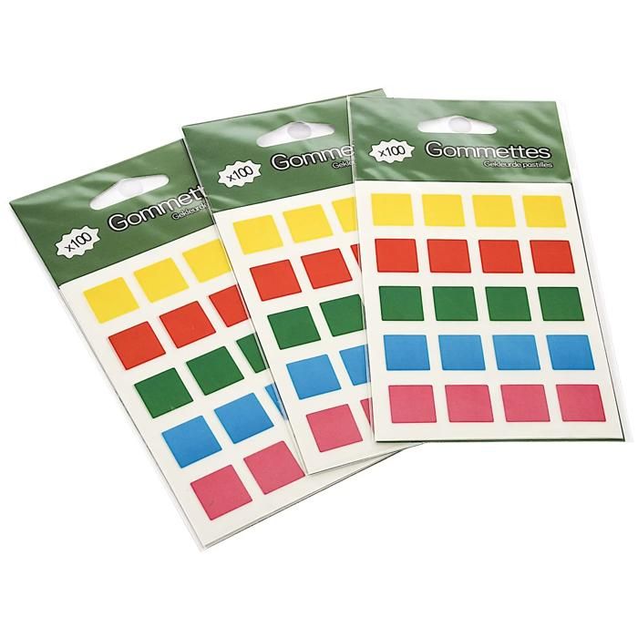 Gommettes en forme carrée couleurs assorties x100 unités - SCOTCH