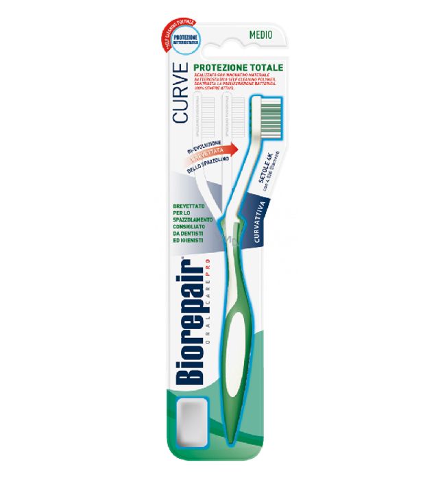 Brosse à dents - Biorepair - CURVE - Medium - Courbure brevetée - Méthode de brossage Bass