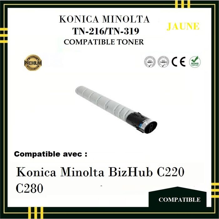 Toner Compatible - KONICA MINOLTA - TN 216 / TN 319 - Jaune -  - Laser