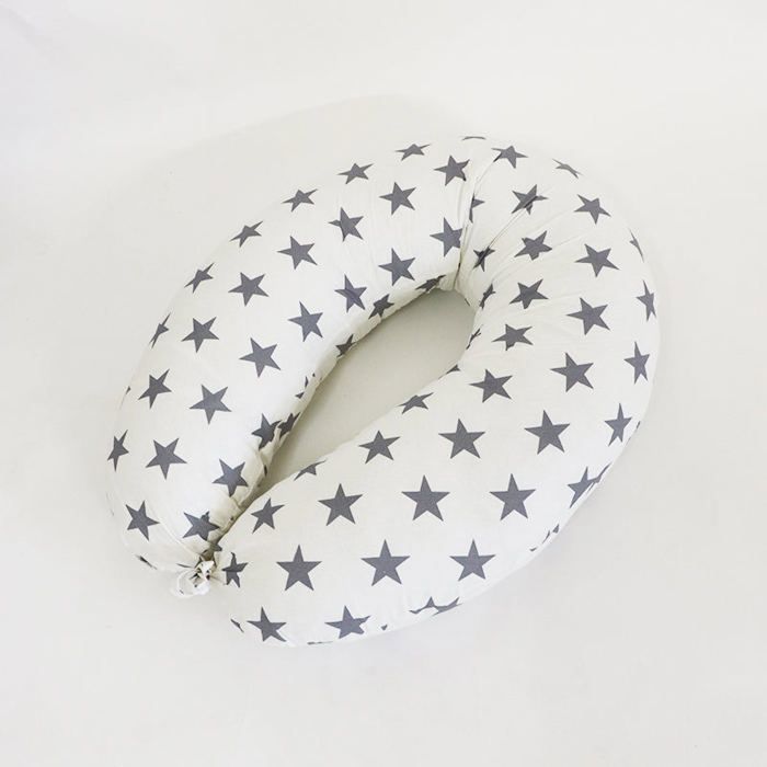 Coussin de grossesse 3 en 1 blanc etoiles gris