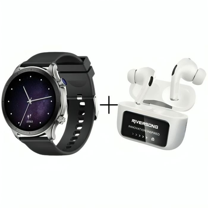 Pack - Smart Watch Motive 9Pro + Ecouteur Riversong sans fil AIRFLY T2 30H PLAYING TIME