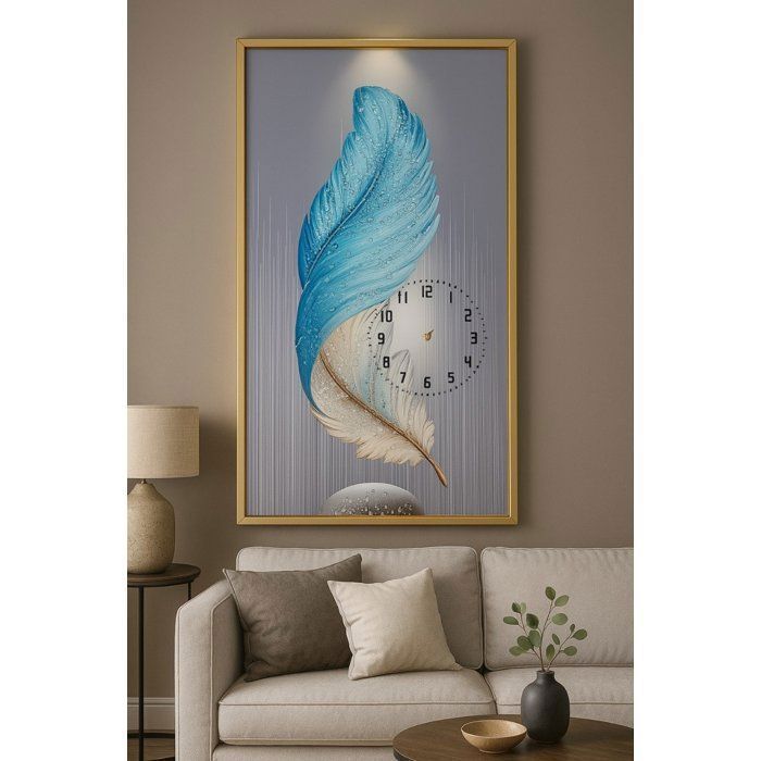 cadre tableau avec horloge 43x83cm