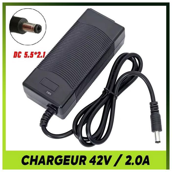 Chargeur Li-ion 10S 42V 2A – Bloc d’Alimentation pour Batterie Vélo Électrique 36V – Connecteur Universel