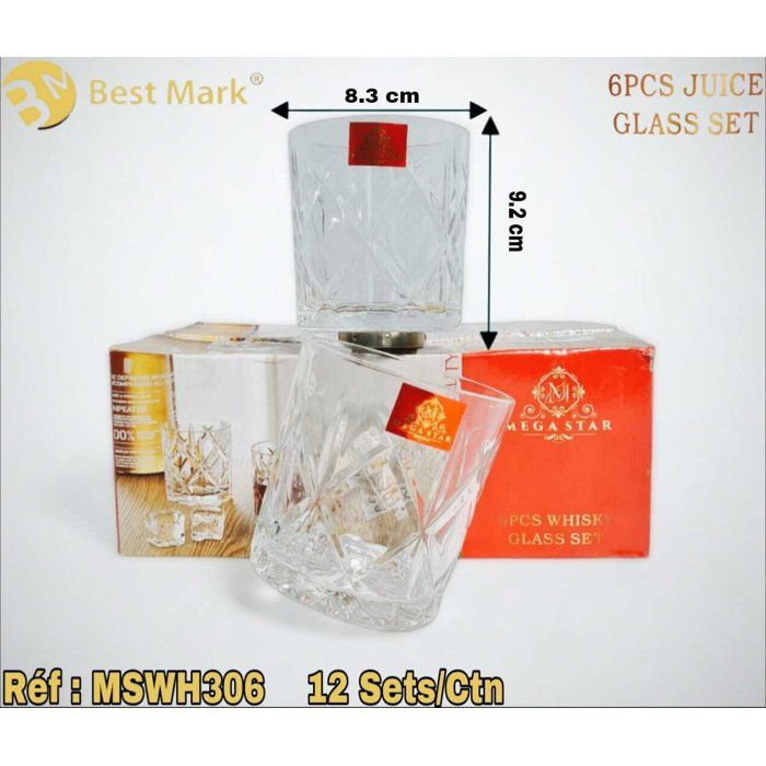 Set de 6 Verres en Verre Transparent – Design Élégant