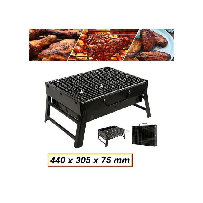 Grill Pliant au Charbon de Bois, Camping en Plein Air, Maison, 440x305x75mm