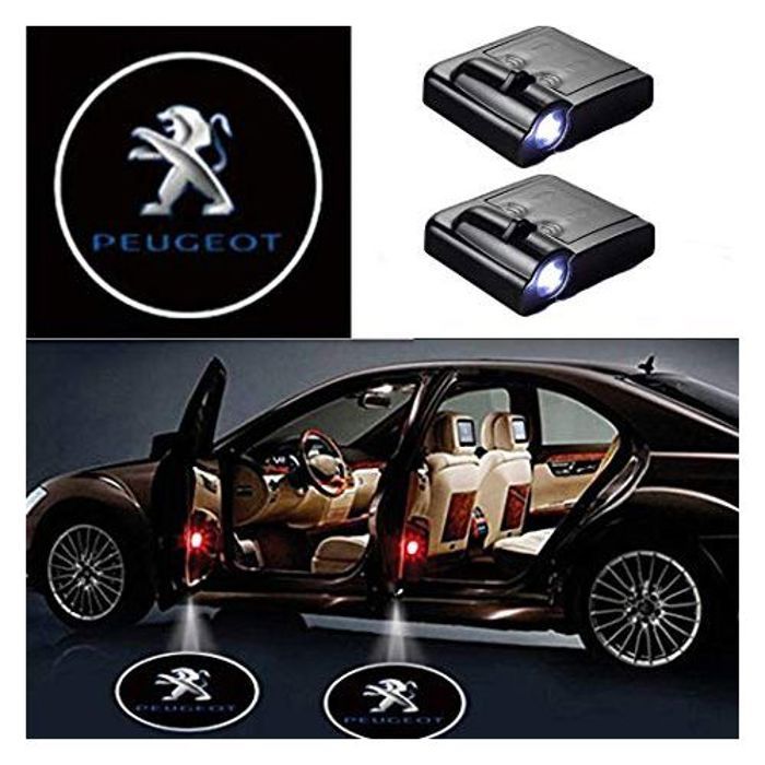 2 pcs Led De Porte de Voiture Bienvenue Logo Lumière Pour Peugeot