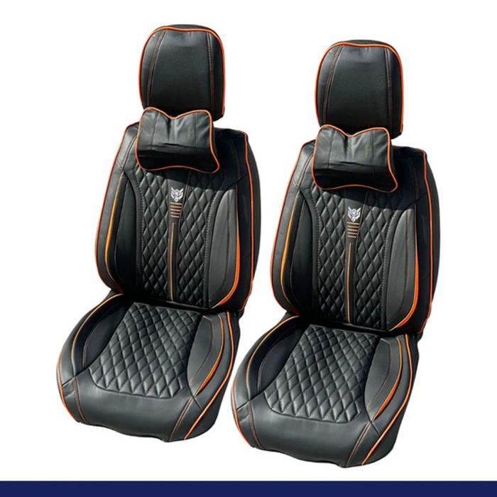 Housse de siège - Caldos - Lux 1221 - Cuir - Noir Orange - Compatible airbag