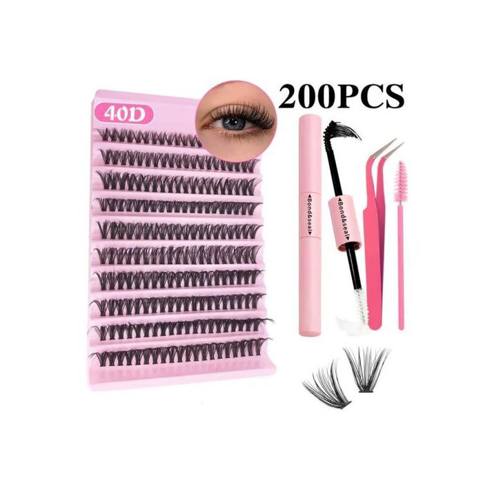 200 Pièces Kit d'Extension de Cils D-curl Dramatique de 8 à 16 mm, Cils Individuel pour un Volume