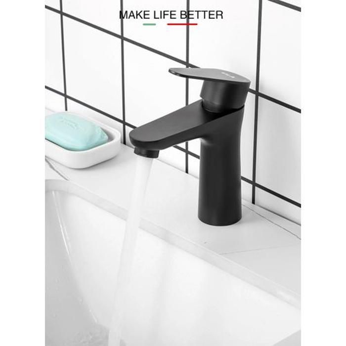 Robinet Mitigeur de lavabo de salle de bains Noir Matte Pro