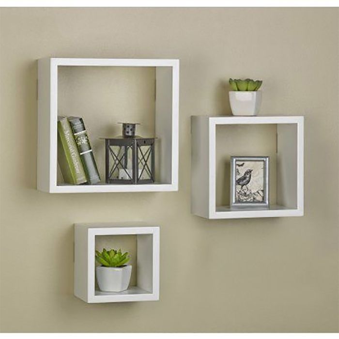 Cube mural - PASSION - Triptyque - Bois massif - Blanc - 23x23 cm, 30x30 cm, 18x18 cm