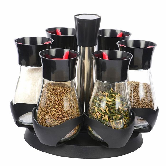 Support à épices rotatif avec 6 pots à épices, rangement d'organisateur d'épices