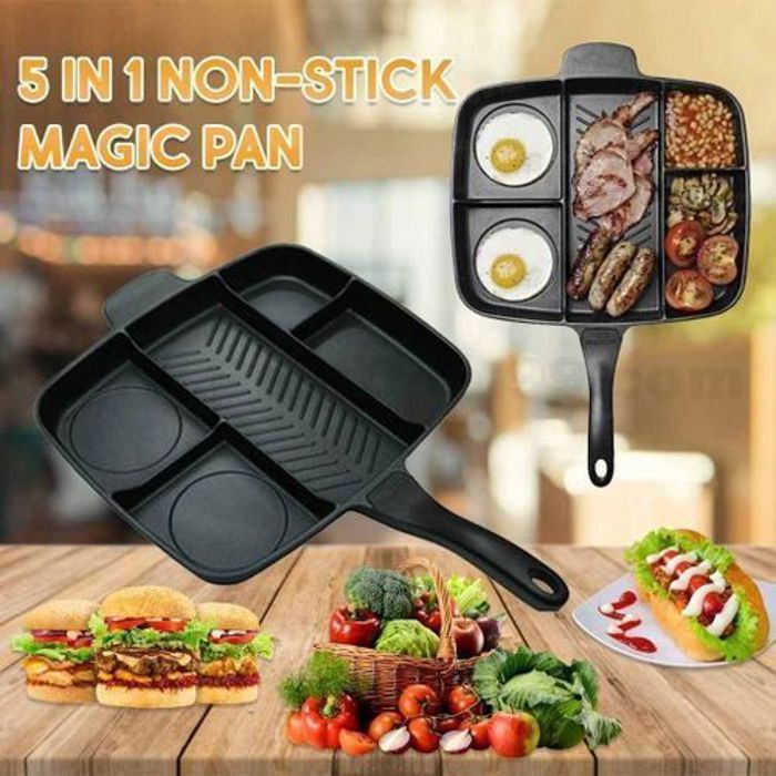 magic pan Multi section Grill fry pan oven Meal New Non-stick 5 in 1