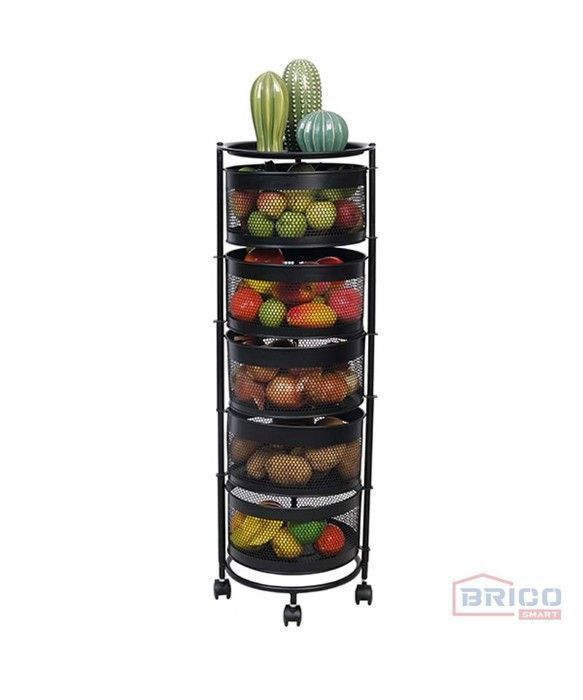 Organisateur en métal - MARQUE - 5 niveaux - Noir - Compact - Avec roues