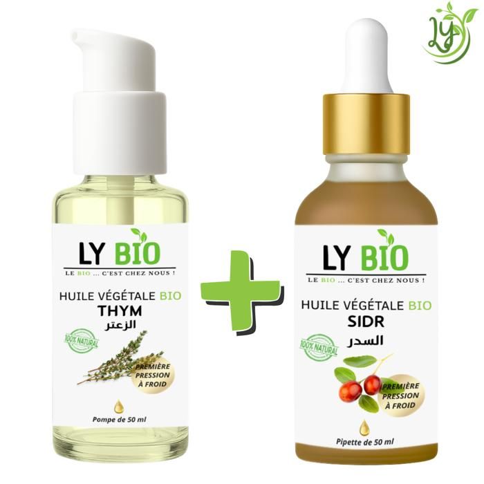 Pack Huile - LYBIO - Thym 50ml - Pompe - Sidr 50ml - Pipette - Hydratant