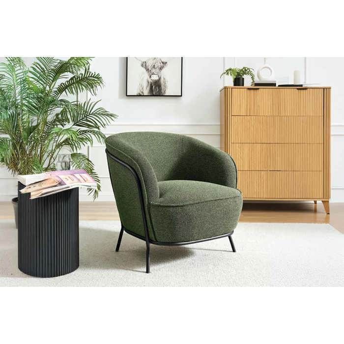 Fauteuil d’appoint - DANSMAMAISON - FANFAN - Vert - 74x77x77cm - Confort contemporain