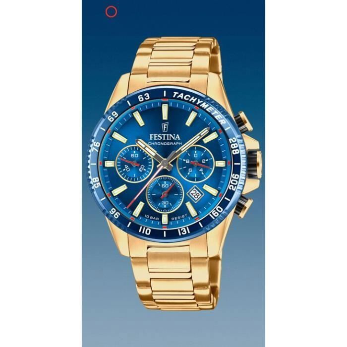 Montre - Festina - F20634/3 - Chronographe - Cadran Bleu - Etanchéité 100m - Verre Minéral