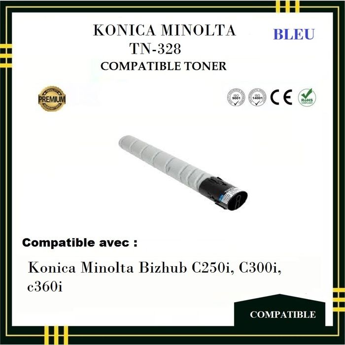 Toner - KONICA MINOLTA - TN 328 - Compatible - Couleur: Bleu -