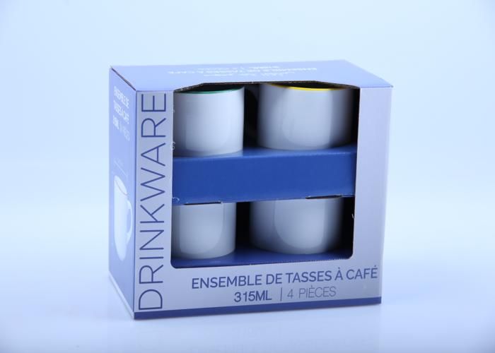 Set de 4 mugs en porcelaine + boîte ouverte - Couleur - 8,3x8,4 cm