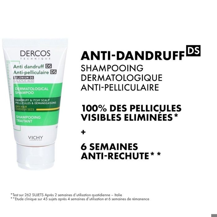 Vichy Dercos Shampoing Traitant Anti-Pelliculaire Cheveux Secs 50ml