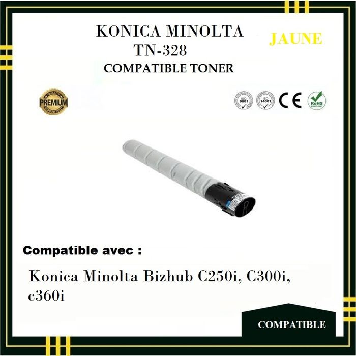 Toner Compatible - KONICA MINOLTA - TN 328 - Jaune -  - Impression Laser